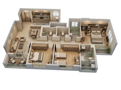 Floor plan of 3 BHK 976 Sq. Ft. Apartment in Godrej Ivara, Pune