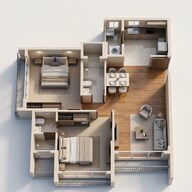 Floor plan of 2 BHK 636 Sq. Ft. Apartment in Gurukrupa Aatman, Mumbai