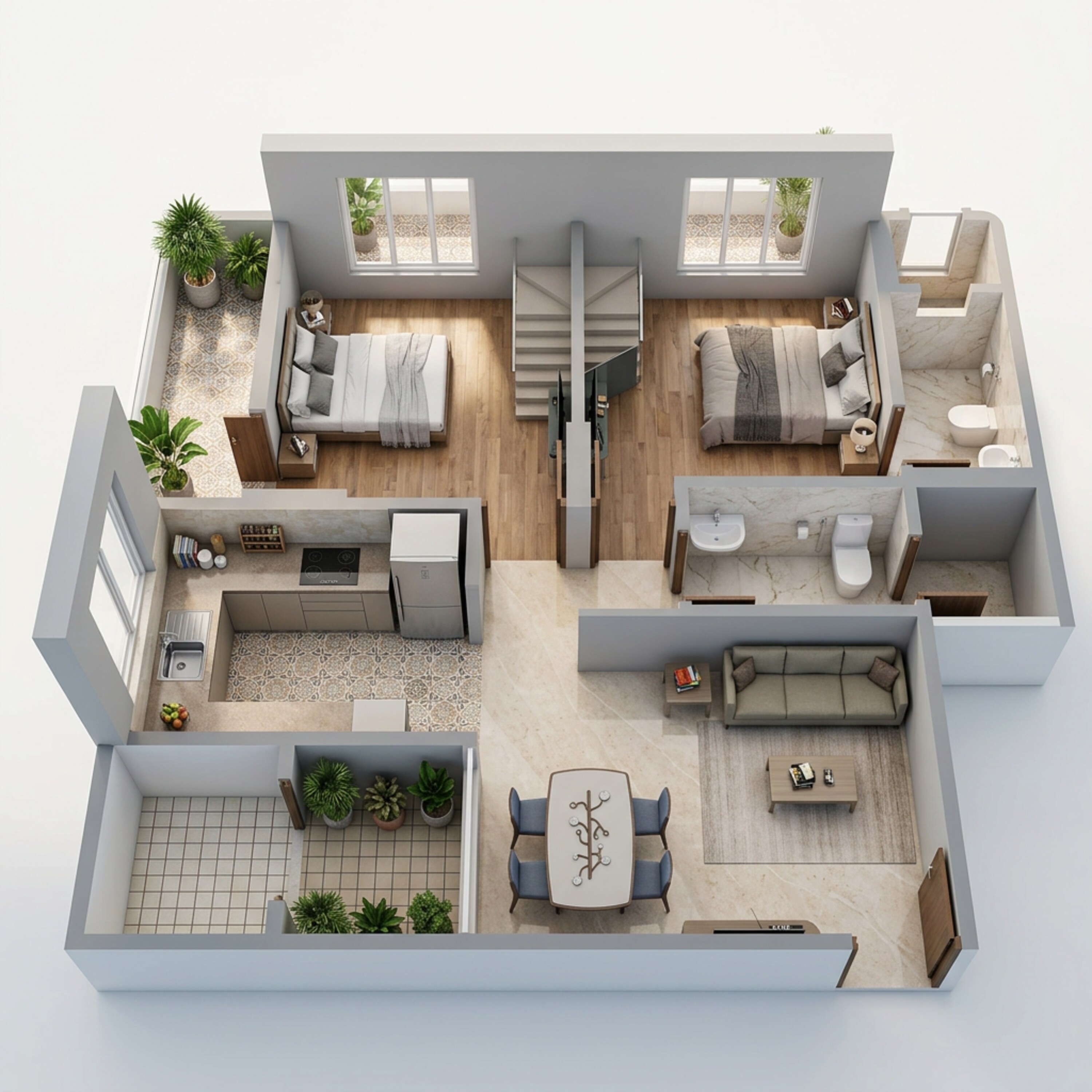 Floor plan of 2 BHK 488 Sq. Ft. Apartment in Patel Amber Solitaire, Thane