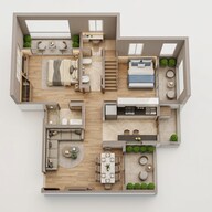 Floor plan of 2 BHK 554 Sq. Ft. Apartment in Patel Amber Solitaire, Thane