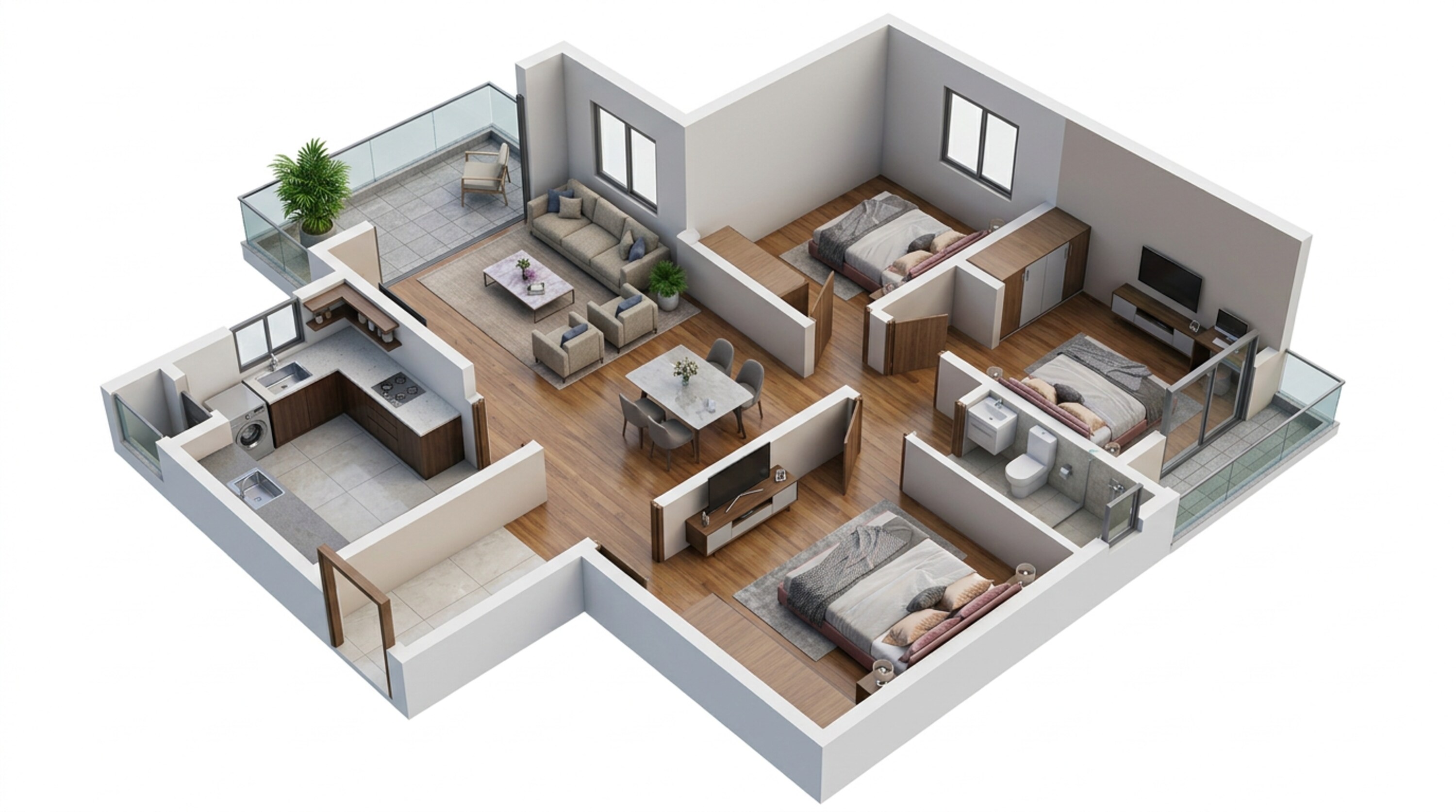 Floor plan of 2 BHK 1306 Sq. Ft. Apartment in Sattva City, Bangalore