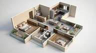 Floor plan of 2 BHK 1661 Sq. Ft. Apartment in Sattva City, Bangalore