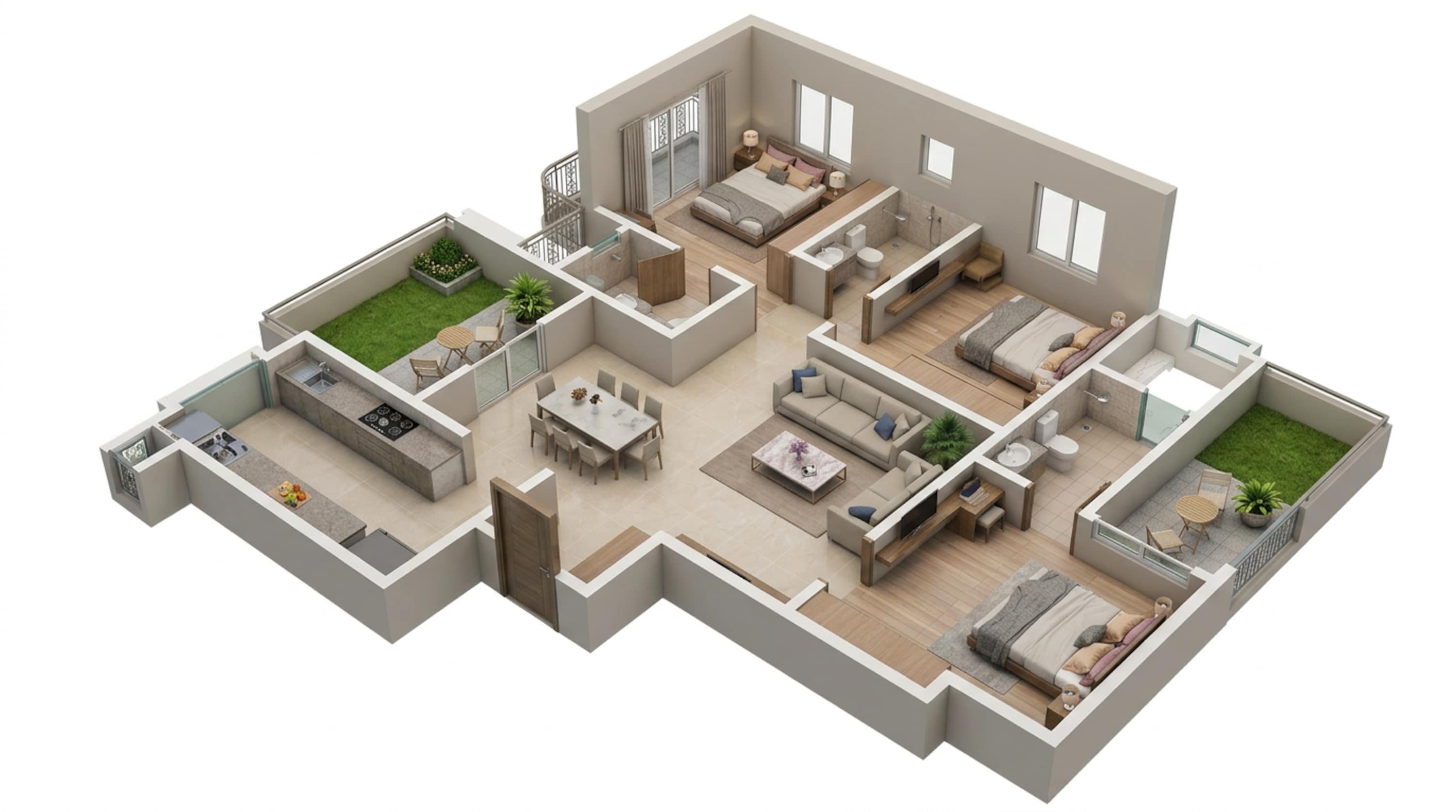 Floor plan of 3 BHK 1881 Sq. Ft. Apartment in Sattva City, Bangalore