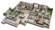 Floor plan of 3 BHK 1881 Sq. Ft. Apartment in Sattva City, Bangalore
