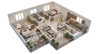 Floor plan of 3 BHK 2002 Sq. Ft. Apartment in Sattva City, Bangalore