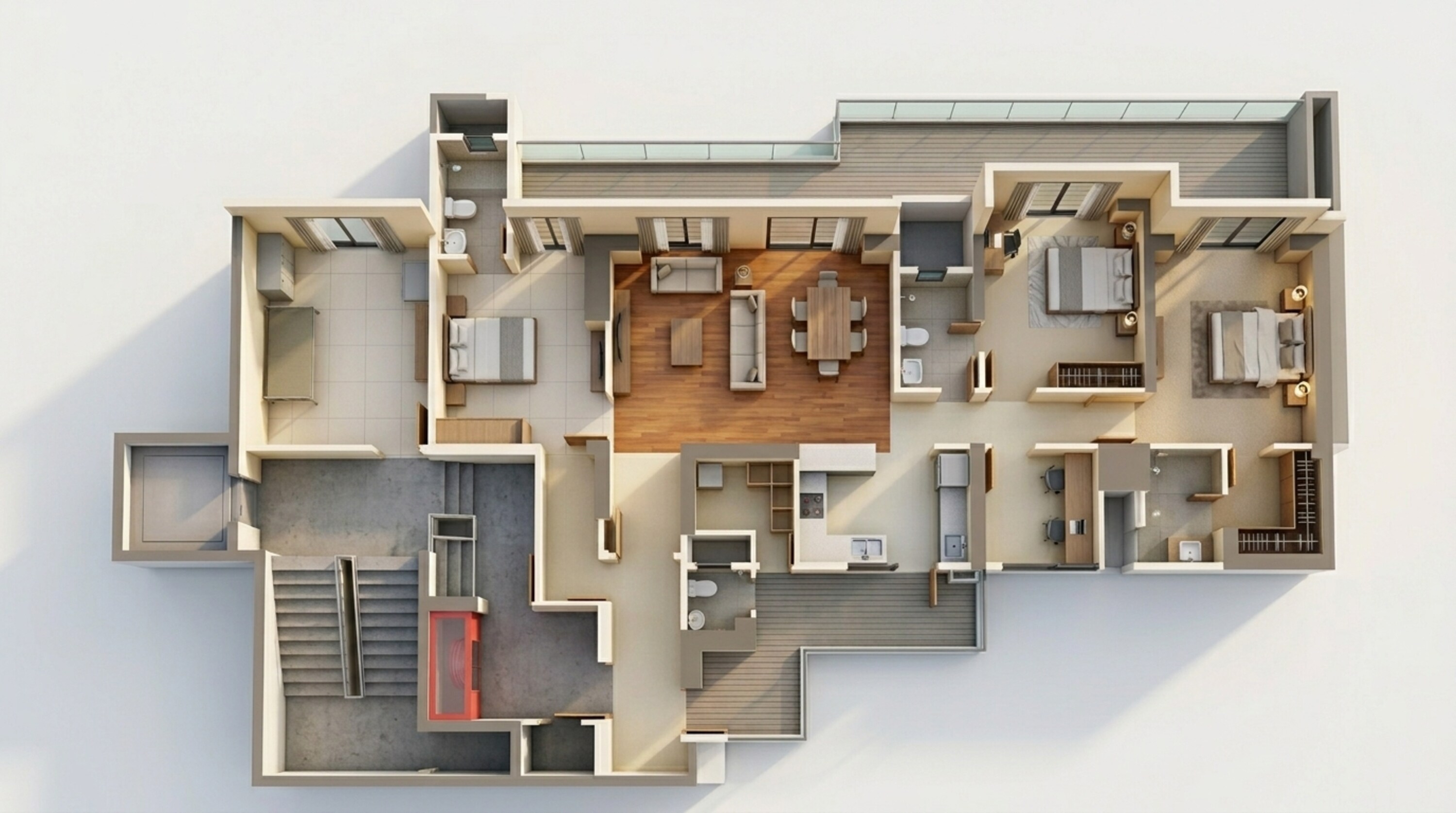 Floor plan of 3 BHK 2490 Sq. Ft. Apartment in Adani The Marq, Gurgaon