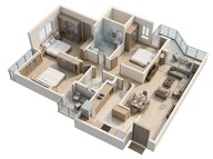 Floor plan of 3 BHK 1550 Sq. Ft. Apartment in Eldeco Echoes Of Eden, Greater Noida