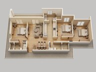 Floor plan of 3 BHK 1593 Sq. Ft. Apartment in Godrej Aveline, Bangalore