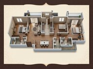Floor plan of 3 BHK 1908 Sq. Ft. Apartment in Godrej Aveline, Bangalore