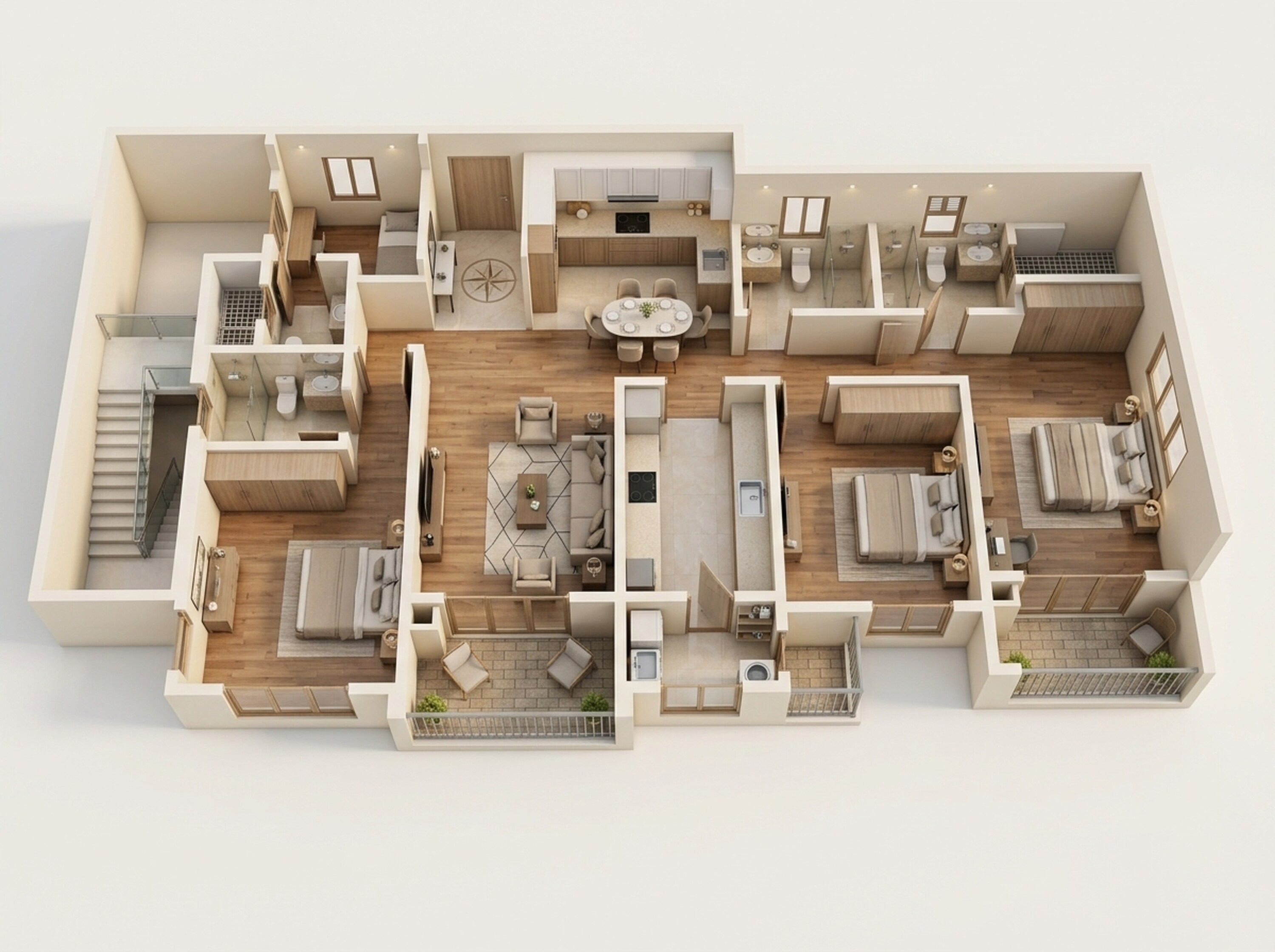 Floor plan of 3 BHK 2195 Sq. Ft. Apartment in Godrej Aveline, Bangalore