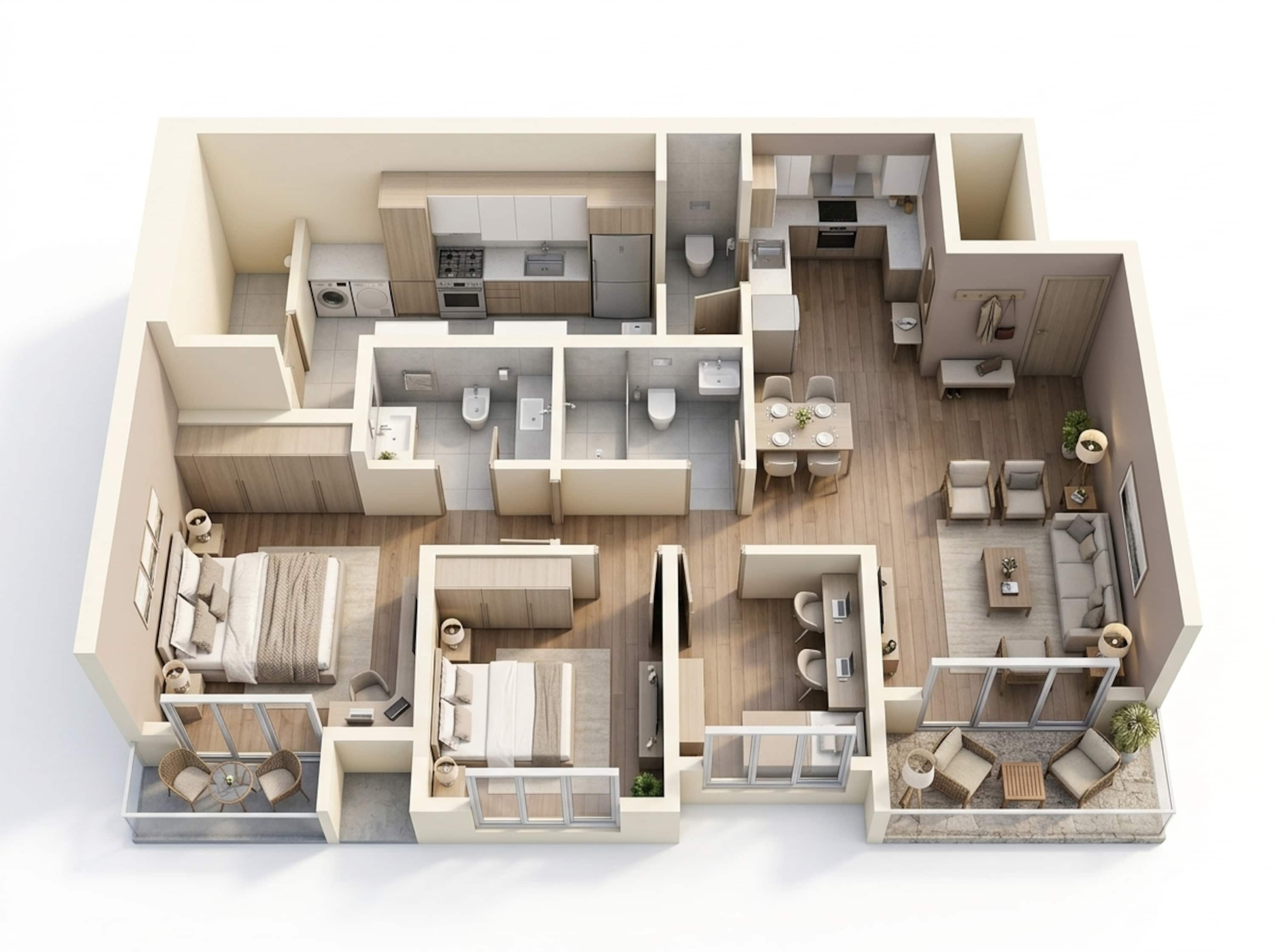 Floor plan of 2 BHK 963 Sq. Ft. Apartment in Kolte Patil Life Republic Echoes, Pune