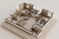Floor plan of 2 BHK 1461 Sq. Ft. Apartment in Brigade Orchards Laurel And Maple, Bangalore