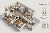 Floor plan of 1 BHK 749 Sq. Ft. Apartment in Brigade Orchards Laurel And Maple, Bangalore