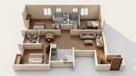 Floor plan of 3 BHK 1510 Sq. Ft. Apartment in Brigade Orchards Laurel And Maple, Bangalore
