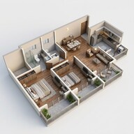 Floor plan of 2 BHK 819 Sq. Ft. Apartment in Krisala Everlyn, Pune