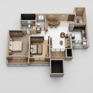 Floor plan of 3 BHK 1045 Sq. Ft. Apartment in Krisala Everlyn, Pune