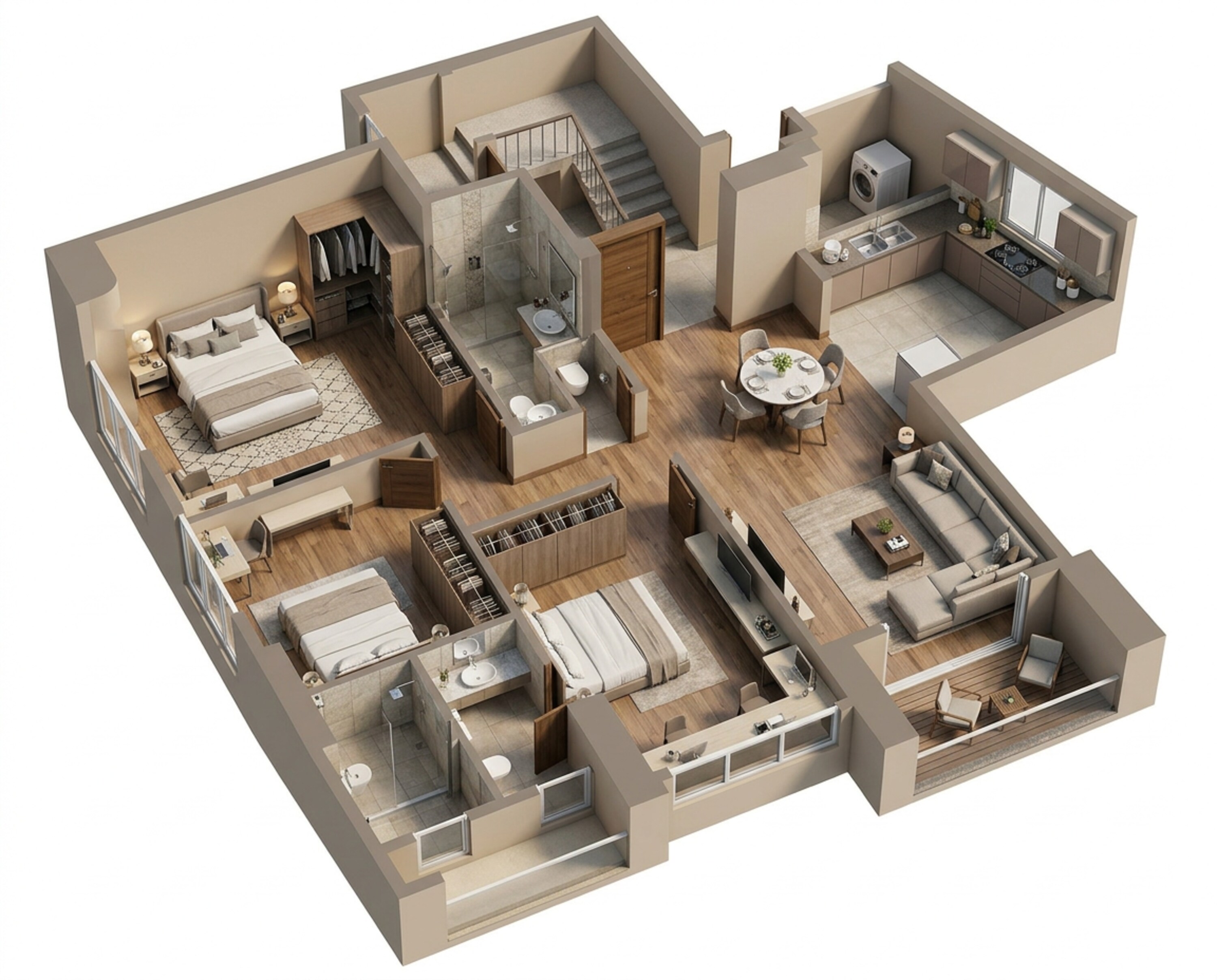 Floor plan of 3 BHK 1118 Sq. Ft. Apartment in Sattva Sumera, Mumbai