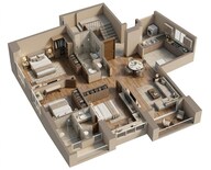 Floor plan of 3 BHK 1118 Sq. Ft. Apartment in Sattva Sumera, Mumbai