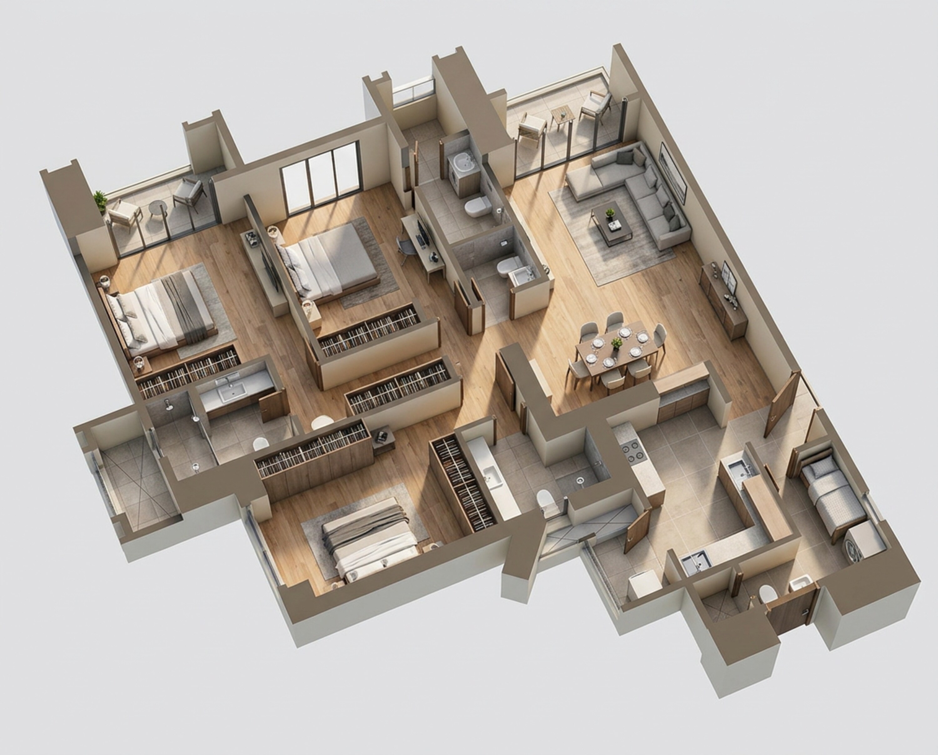 Floor plan of 3 BHK 1507 Sq. Ft. Apartment in Sattva Sumera, Mumbai