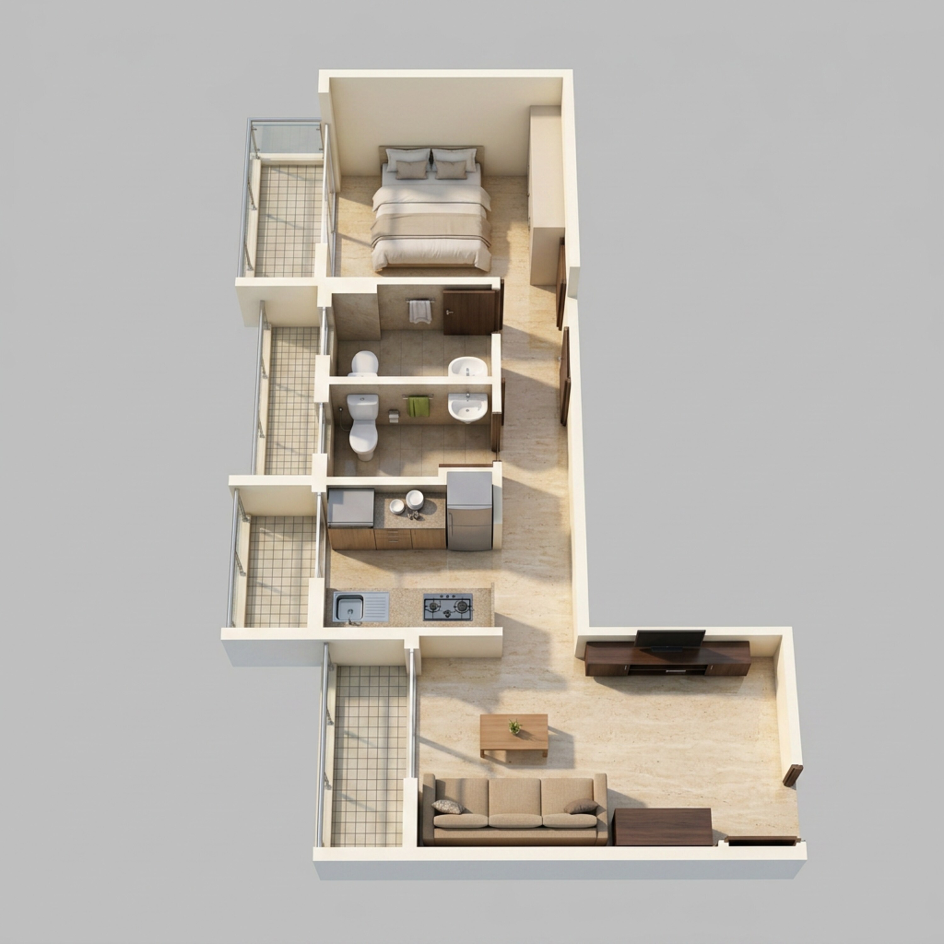 Floor plan of 1 BHK 470 Sq. Ft. Apartment in Om Sai Vaastu, Navi Mumbai