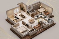 Floor plan of 2 BHK 1337 Sq. Ft. Apartment in Puravankara Northern Lights, Bangalore