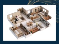 Floor plan of 2 BHK 1275 Sq. Ft. Apartment in Puravankara Northern Lights, Bangalore