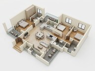 Floor plan of 3 BHK 1783 Sq. Ft. Apartment in Mana Forest Province, Bangalore
