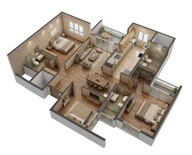 Floor plan of 3 BHK 1740 Sq. Ft. Apartment in Sumadhura Solea, Bangalore