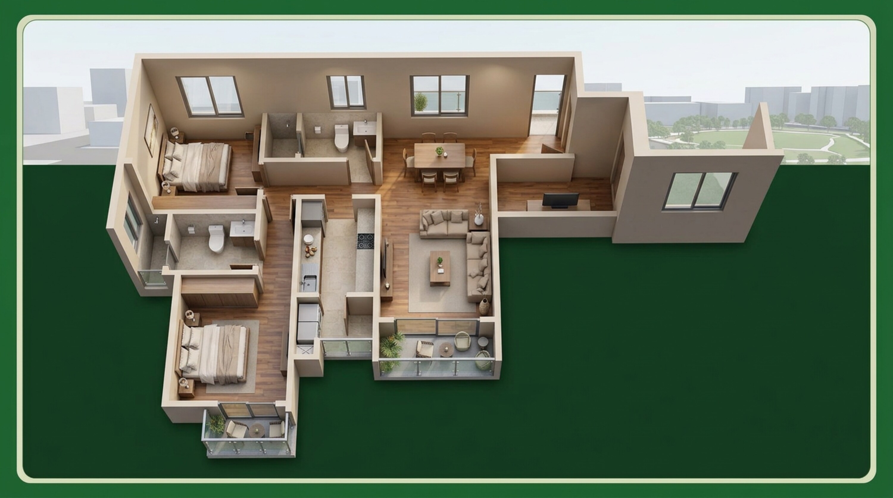 Floor plan of 2 BHK 1458 Sq. Ft. Apartment in Fernvale At The Prestige City, Bangalore