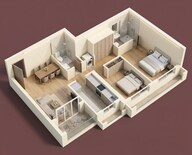 Floor plan of 2 BHK 700 Sq. Ft. Apartment in Dosti 604, Thane
