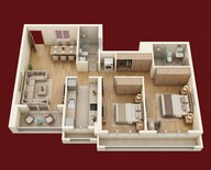 Floor plan of 2 BHK 710 Sq. Ft. Apartment in Dosti 604, Thane