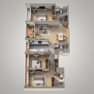 Floor plan of 3 BHK 970 Sq. Ft. Apartment in Dosti 604, Thane