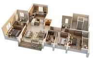 Floor plan of 3 BHK 1036 Sq. Ft. Apartment in Runwal One, Thane