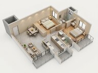 Floor plan of 2 BHK 648 Sq. Ft. Apartment in BP DPS Vista, Mumbai