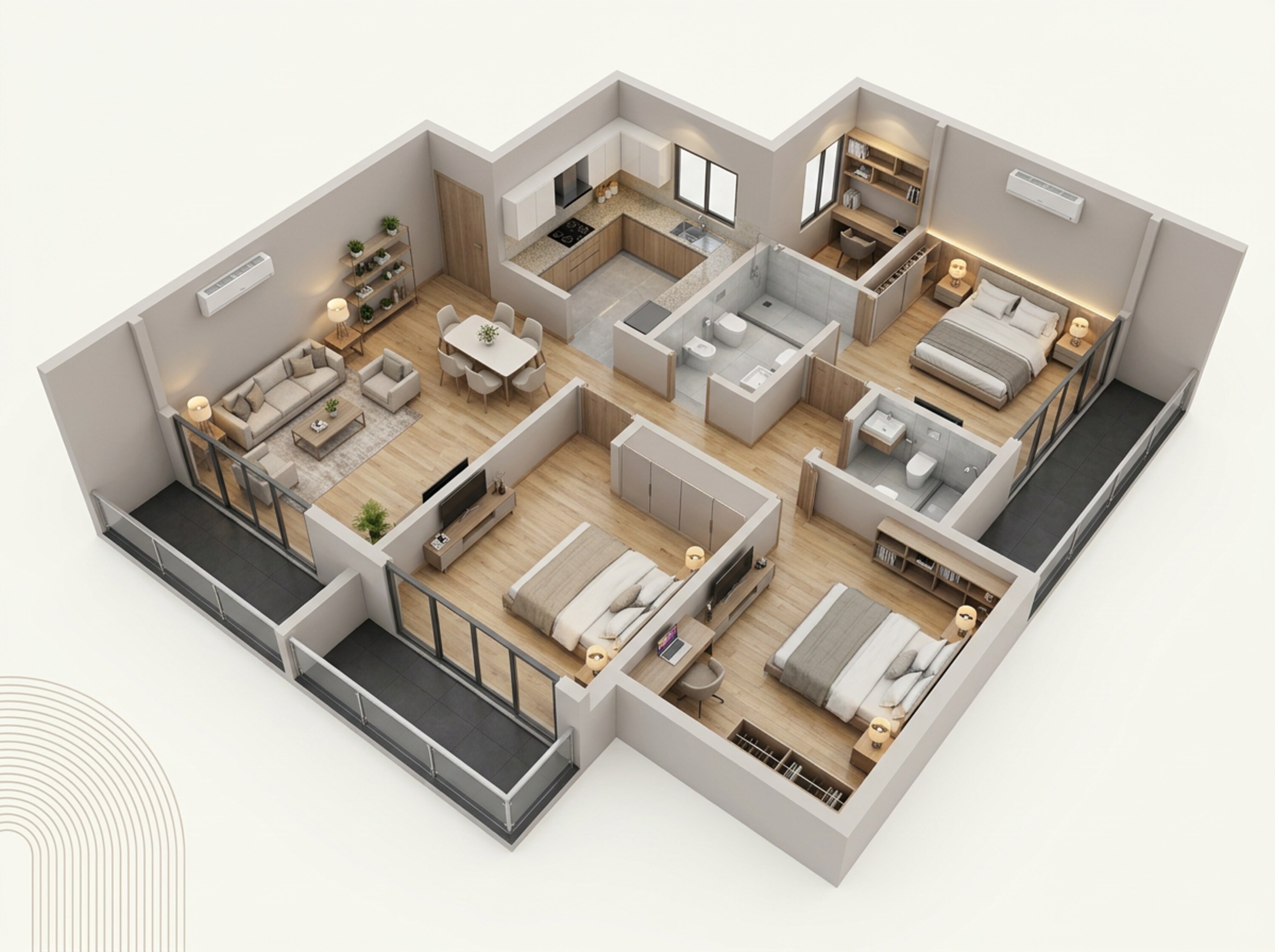 Floor plan of 3 BHK 856 Sq. Ft. Apartment in BP DPS Vista, Mumbai