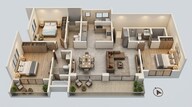 Floor plan of 3 BHK 1903 Sq. Ft. Apartment in Eaton Park At The Prestige City, Bangalore