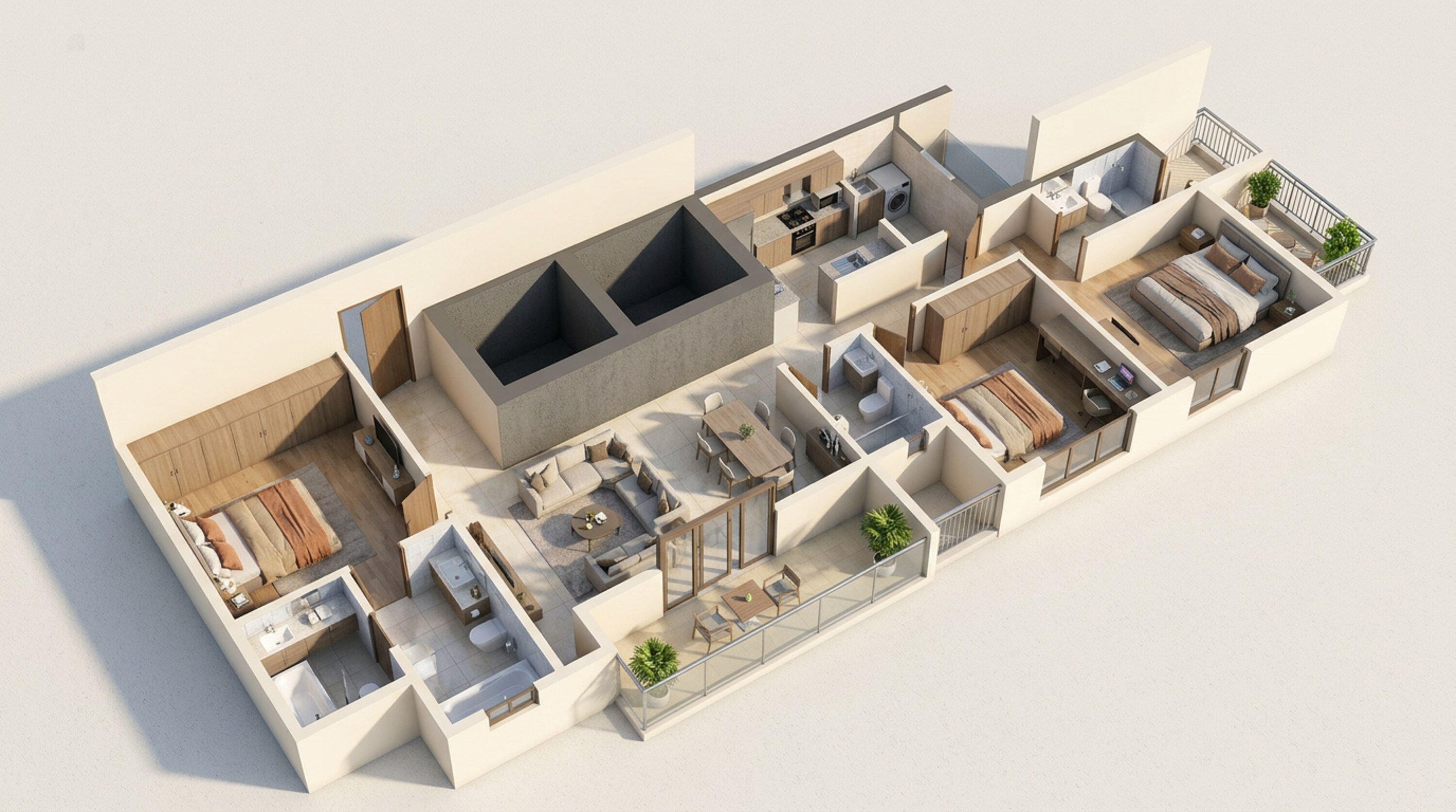 Floor plan of 3 BHK 2021 Sq. Ft. Apartment in Eaton Park At The Prestige City, Bangalore
