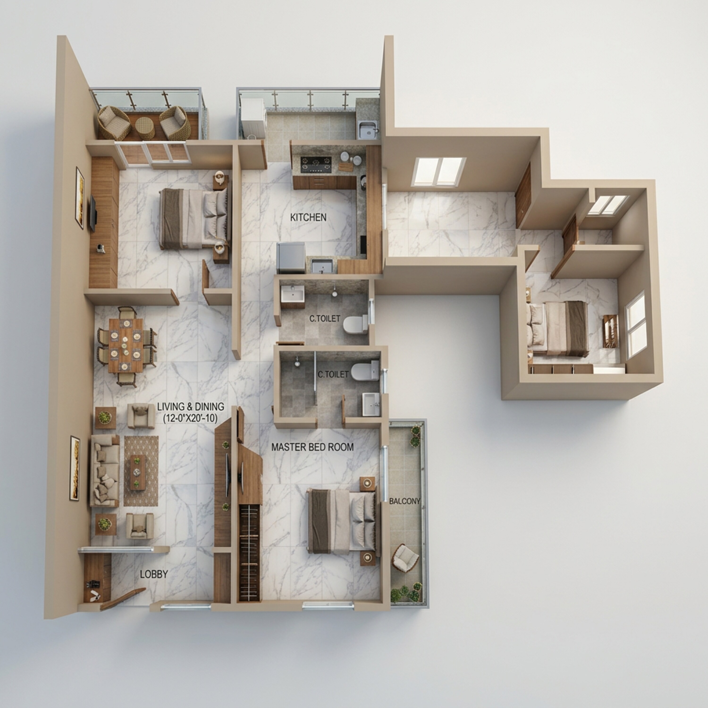 Floor plan of 2 BHK 1396 Sq. Ft. Apartment in Amigo Alfresco, Bangalore