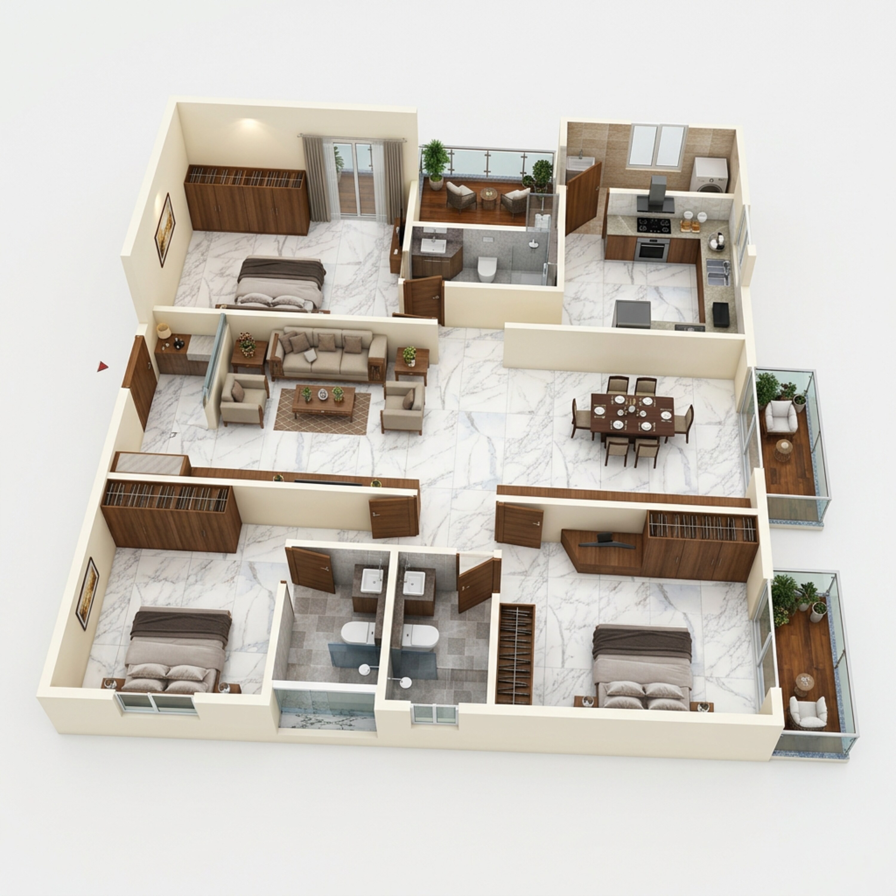 Floor plan of 3 BHK 1867 Sq. Ft. Apartment in Amigo Alfresco, Bangalore