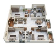 Floor plan of 3 BHK 1867 Sq. Ft. Apartment in Amigo Alfresco, Bangalore