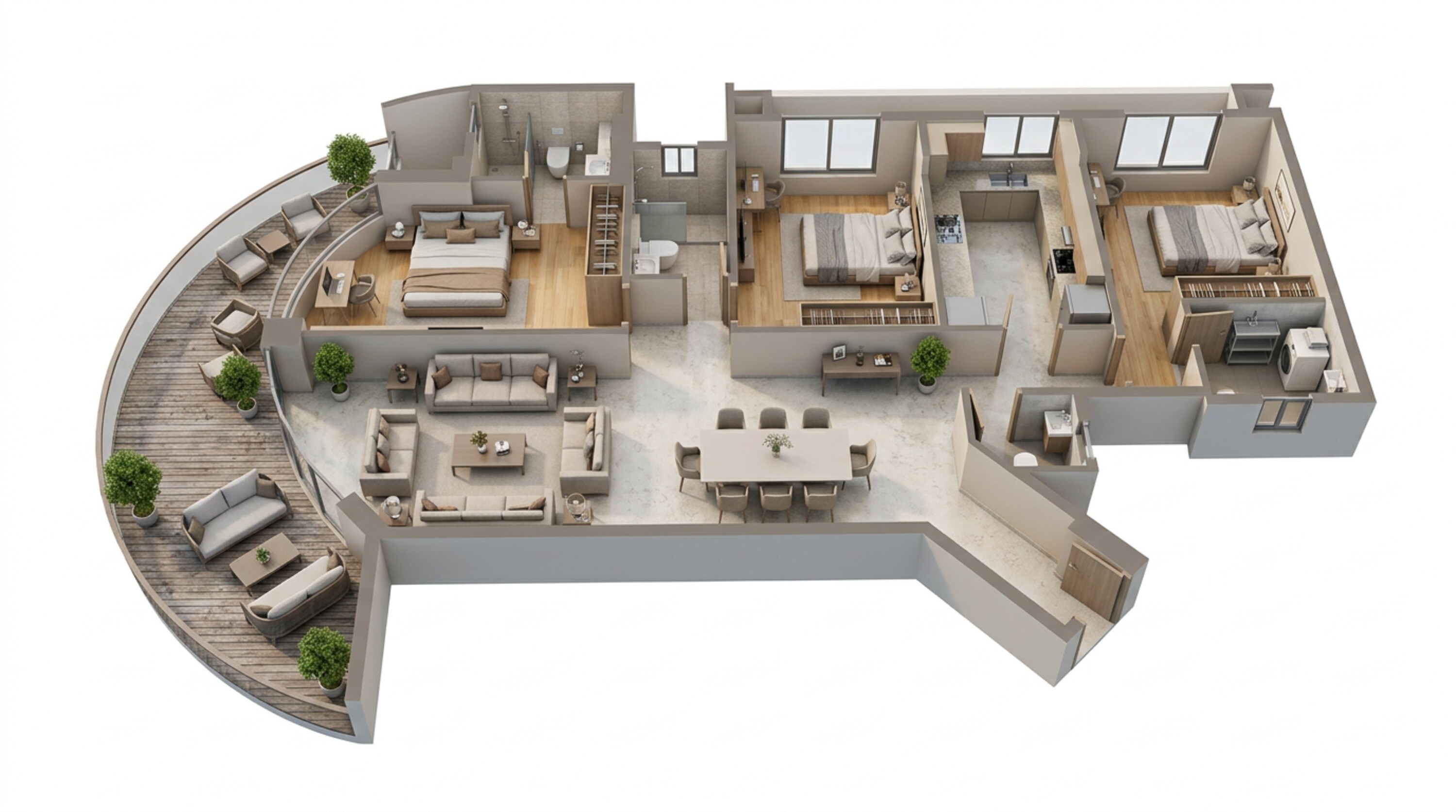 Floor plan of 3 BHK 1338 Sq. Ft. Apartment in Shapoorji Pallonji Nine Arcs, Mumbai