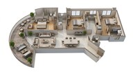 Floor plan of 3 BHK 1338 Sq. Ft. Apartment in Shapoorji Pallonji Nine Arcs, Mumbai