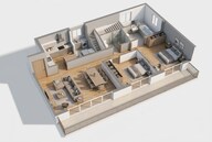 Floor plan of 2 BHK 1653 Sq. Ft. Apartment in Sobha Rivana, Greater Noida