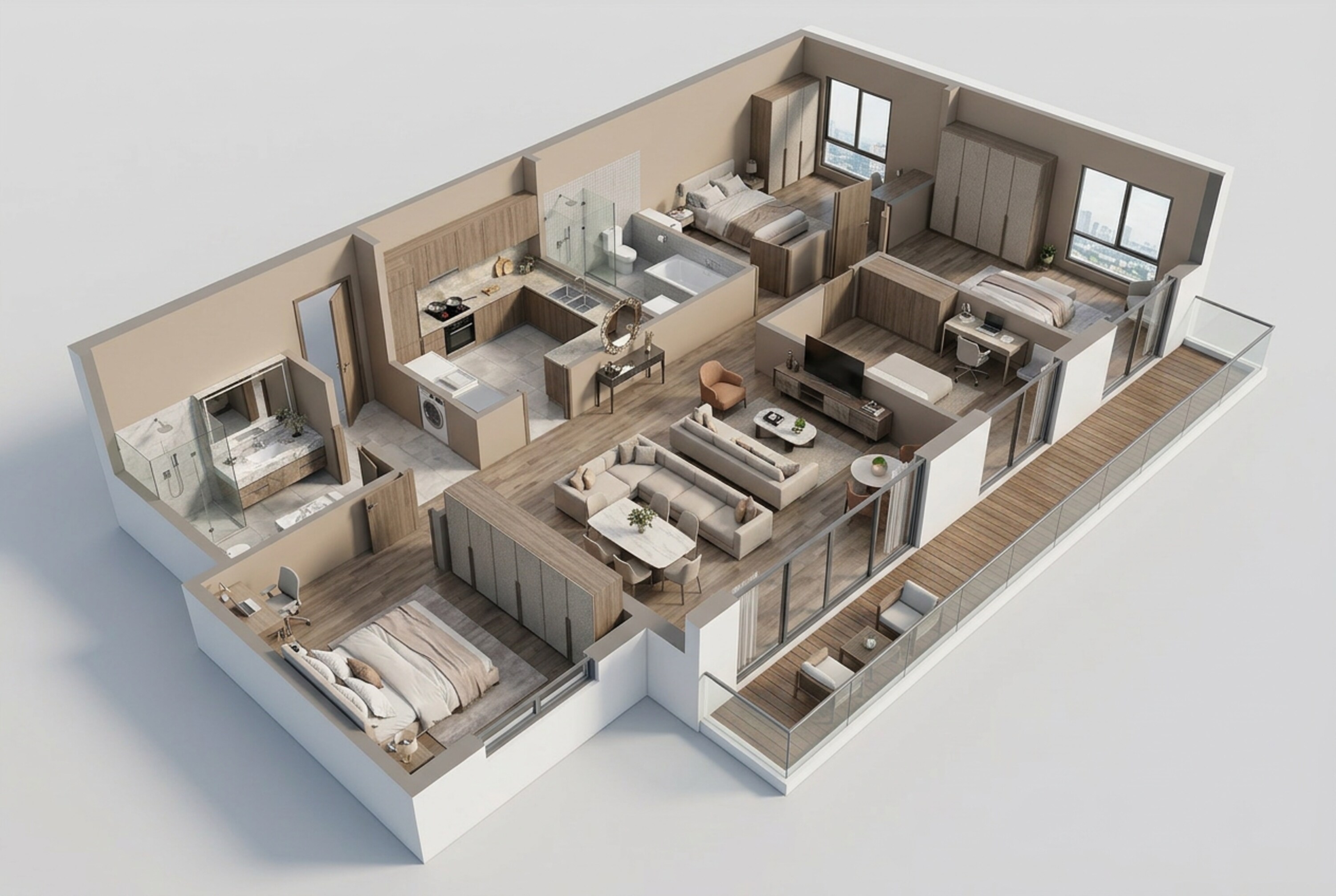 Floor plan of 3 BHK 1982 Sq. Ft. Apartment in Sobha Rivana, Greater Noida