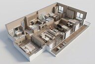 Floor plan of 3 BHK 1982 Sq. Ft. Apartment in Sobha Rivana, Greater Noida