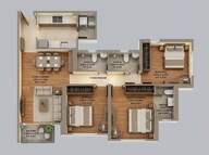 Floor plan of 3 BHK 911 Sq. Ft. Apartment in Mahindra Rainforest, Mumbai