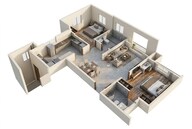 Floor plan of 2 BHK 1150 Sq. Ft. Apartment in Brigade Lumina, Bangalore