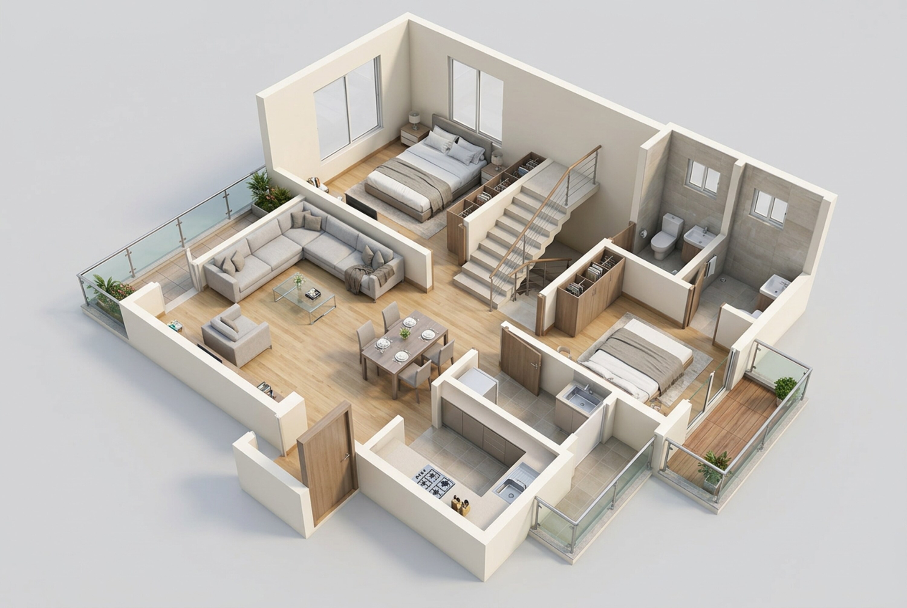Floor plan of 2 BHK 1155 Sq. Ft. Apartment in Century Kindle, Bangalore