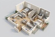 Floor plan of 2 BHK 1155 Sq. Ft. Apartment in Century Kindle, Bangalore