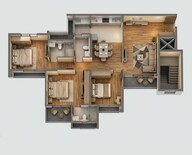 Floor plan of 3 BHK 1544 Sq. Ft. Apartment in Arvind Skycrest, Bangalore